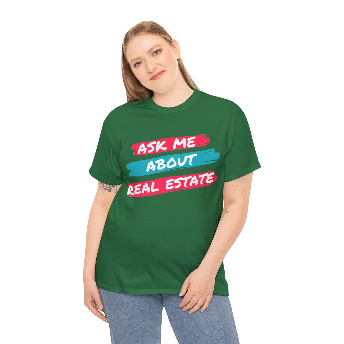 Ask me about Real Estate Unisex Heavy Cotton Tee