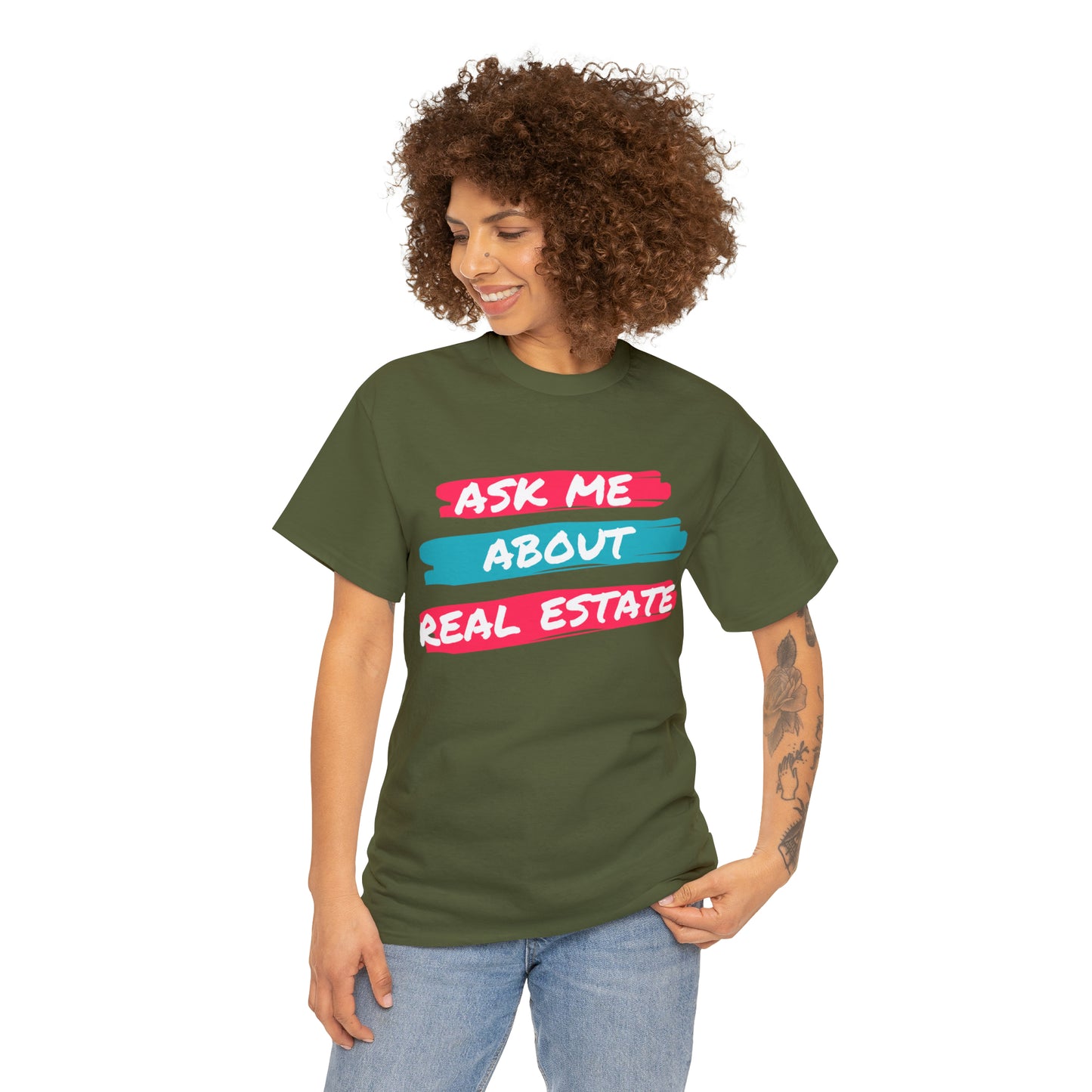 Ask me about Real Estate Unisex Heavy Cotton Tee