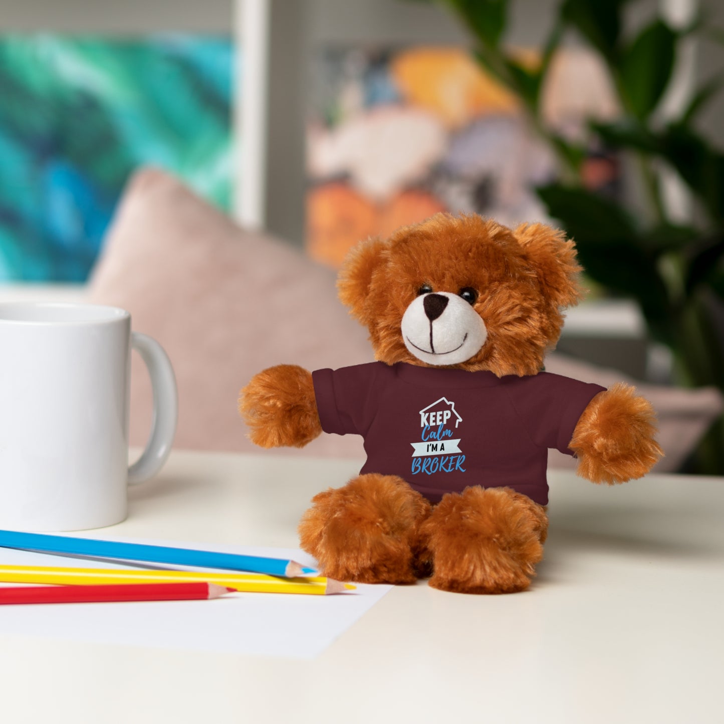 Keep Calm I'm A Broker Stuffed Animals with Tee
