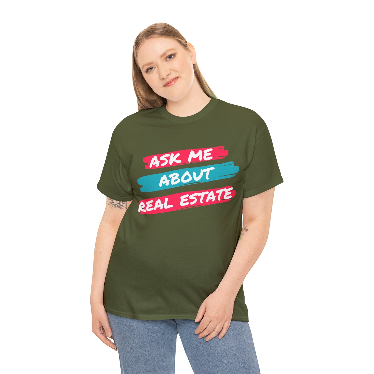 Ask me about Real Estate Unisex Heavy Cotton Tee