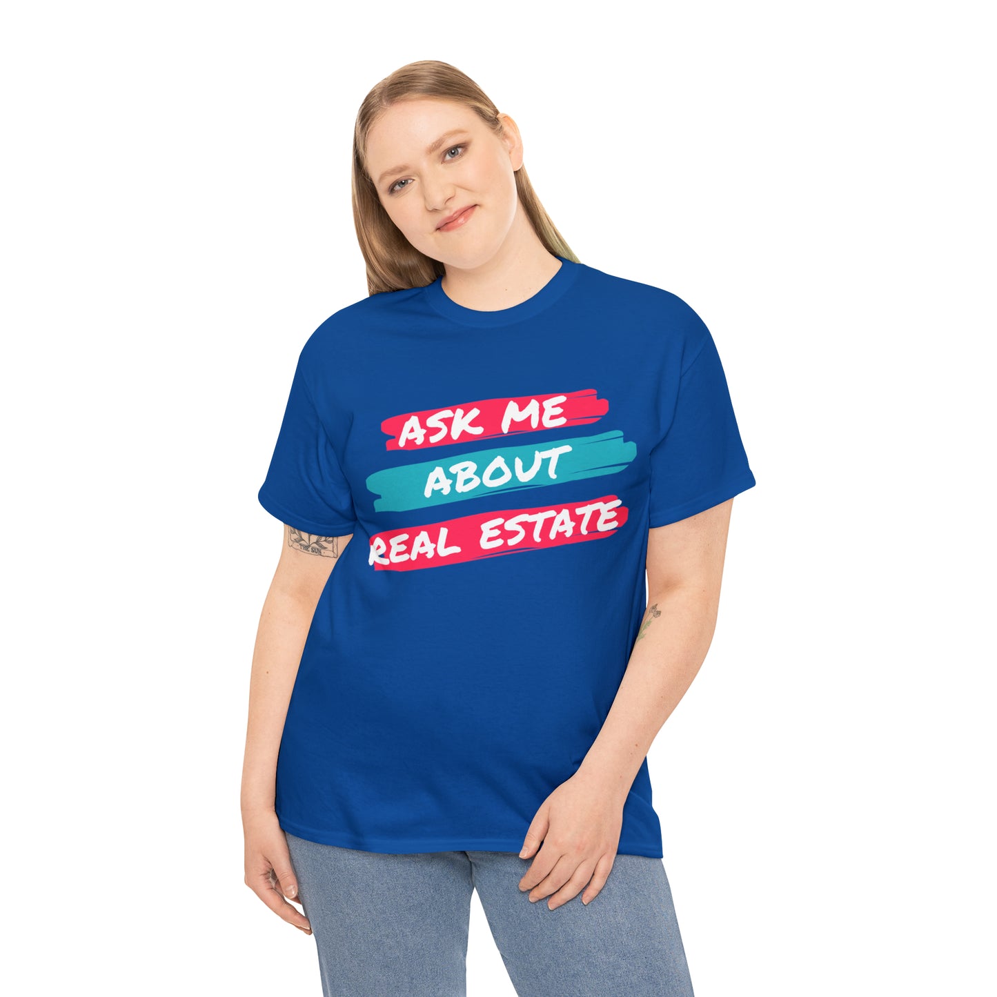 Ask me about Real Estate Unisex Heavy Cotton Tee