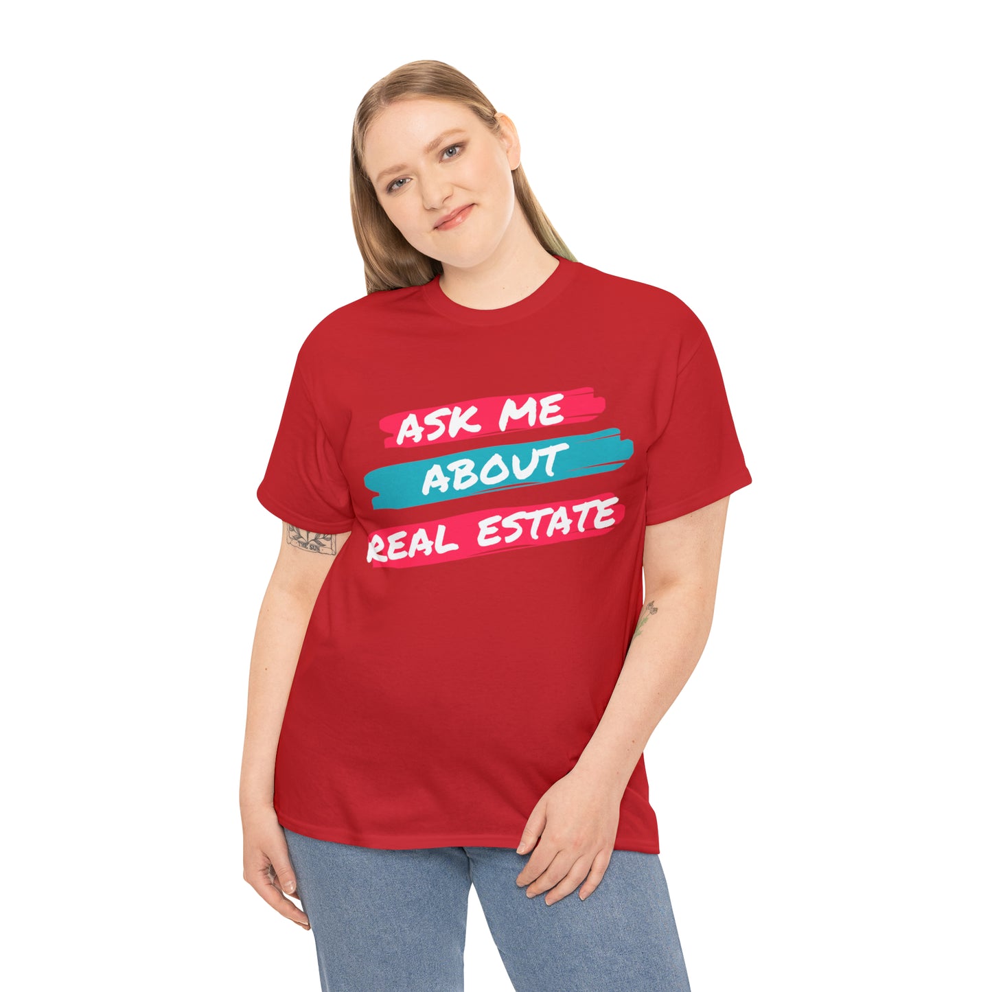 Ask me about Real Estate Unisex Heavy Cotton Tee