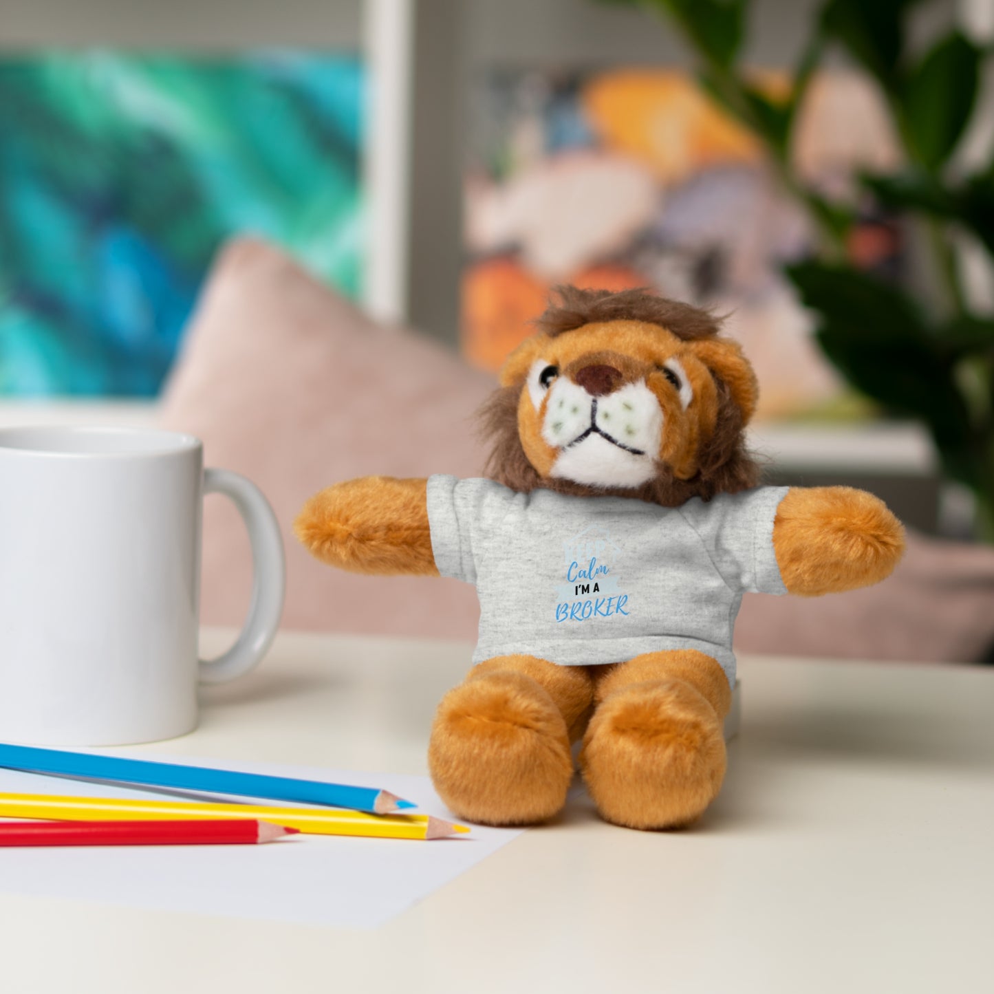 Keep Calm I'm A Broker Stuffed Animals with Tee
