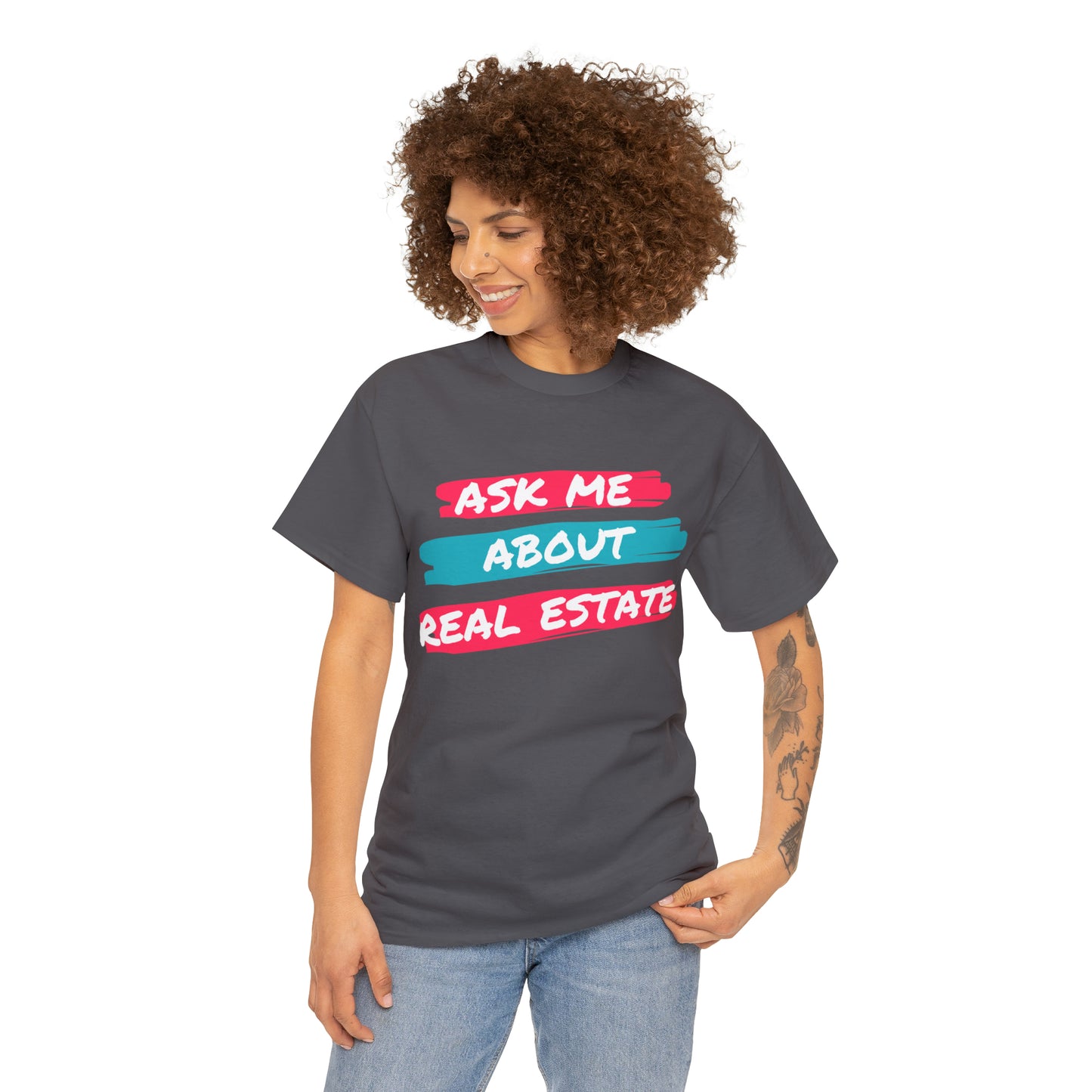 Ask me about Real Estate Unisex Heavy Cotton Tee