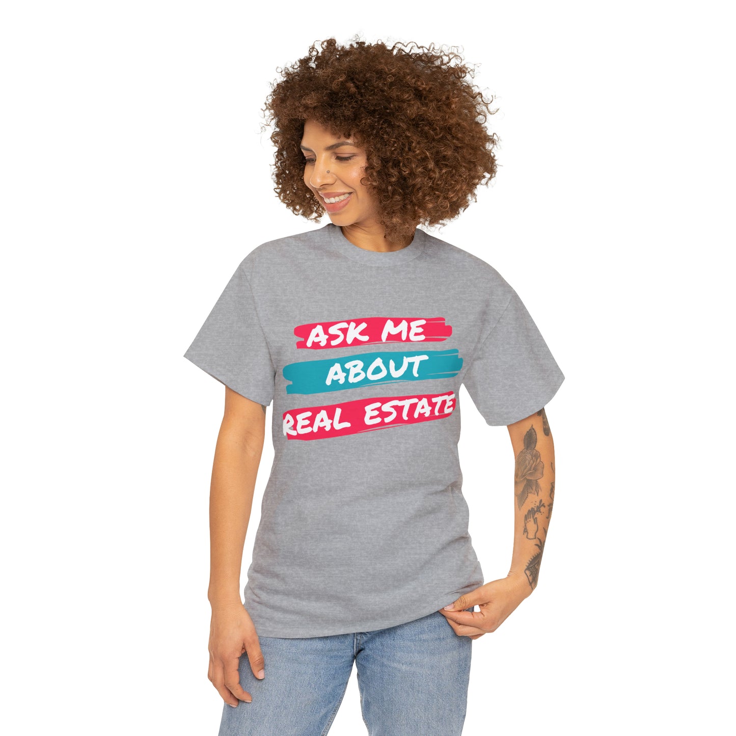 Ask me about Real Estate Unisex Heavy Cotton Tee