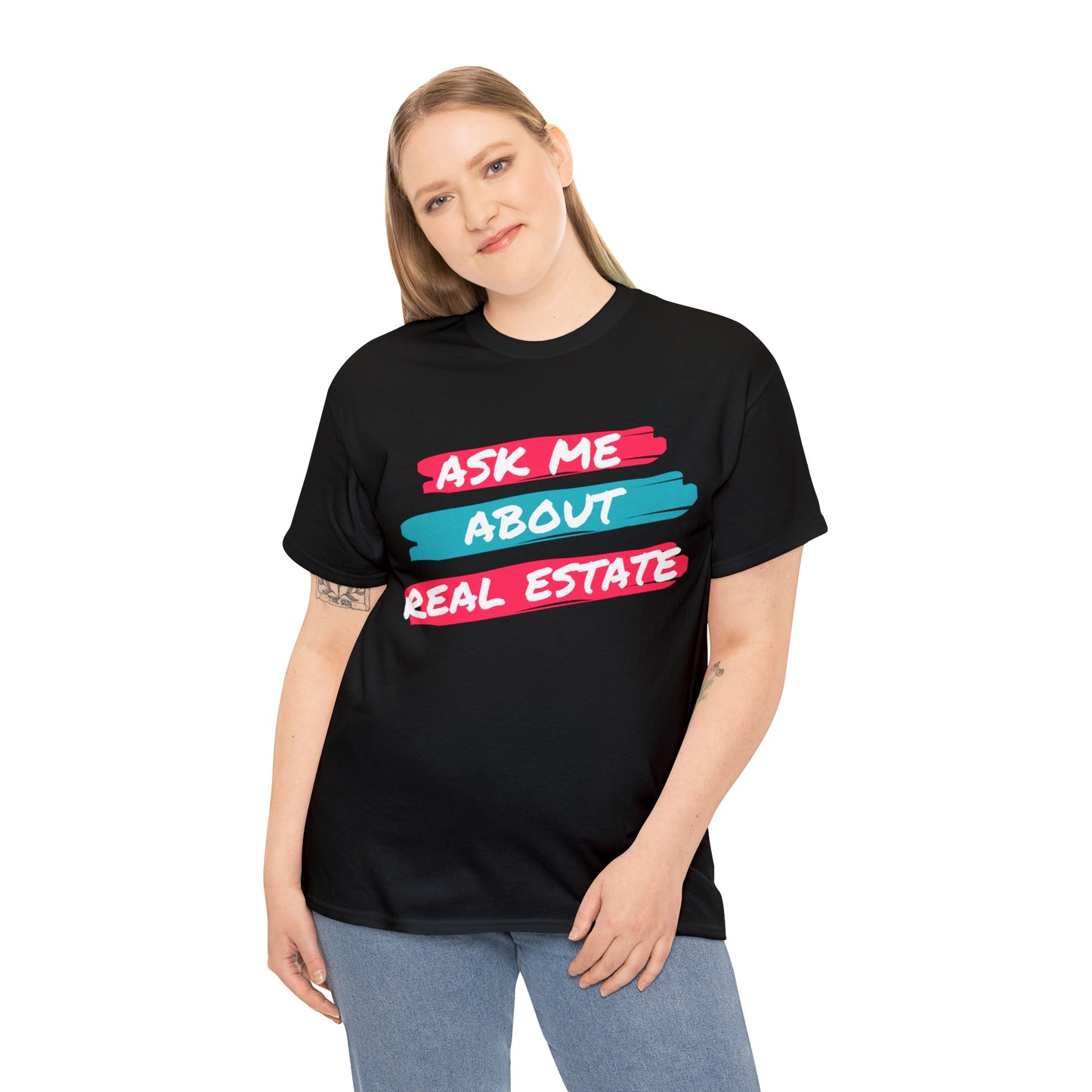 Ask me about Real Estate Unisex Heavy Cotton Tee