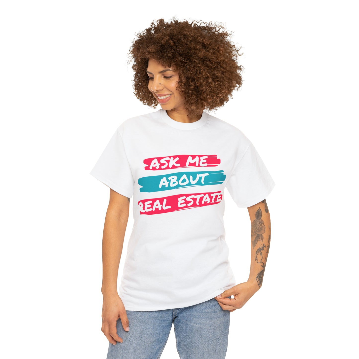 Ask me about Real Estate Unisex Heavy Cotton Tee
